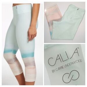 CALIA leggings Sz M By Carrie Underwood  Capri Length Mint Coral Ombre Print